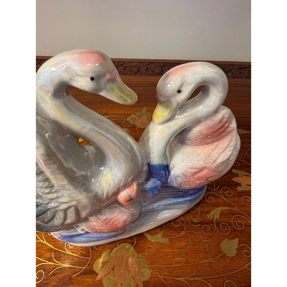 Vintage‎ Lusterware Swan Family Figurine